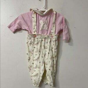 Pink and Cream Baby Outfit with Bunny Design 90’s Y2K